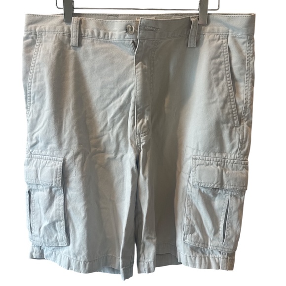 Dockers Men's 34W Flat Front Relaxed Fit Cargo Shorts Khaki 100% Cotton - Picture 1 of 6